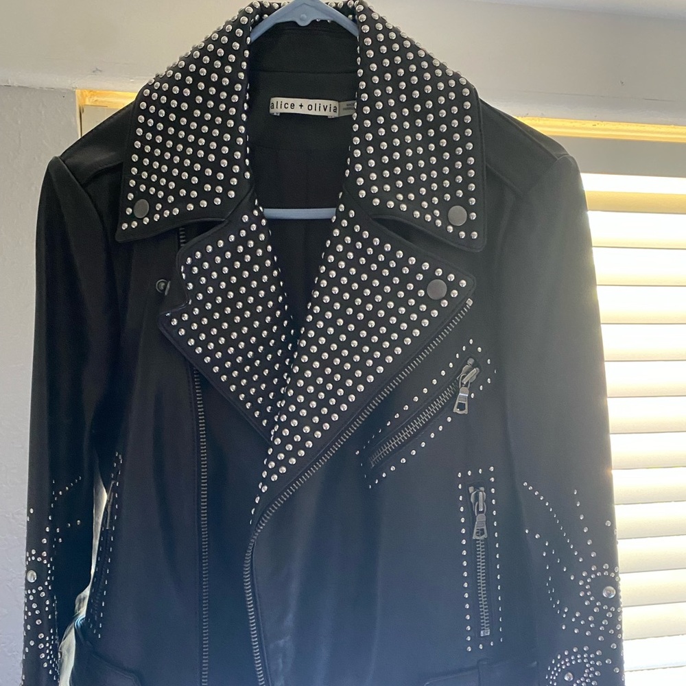 Alice Olivia studded leather jacket